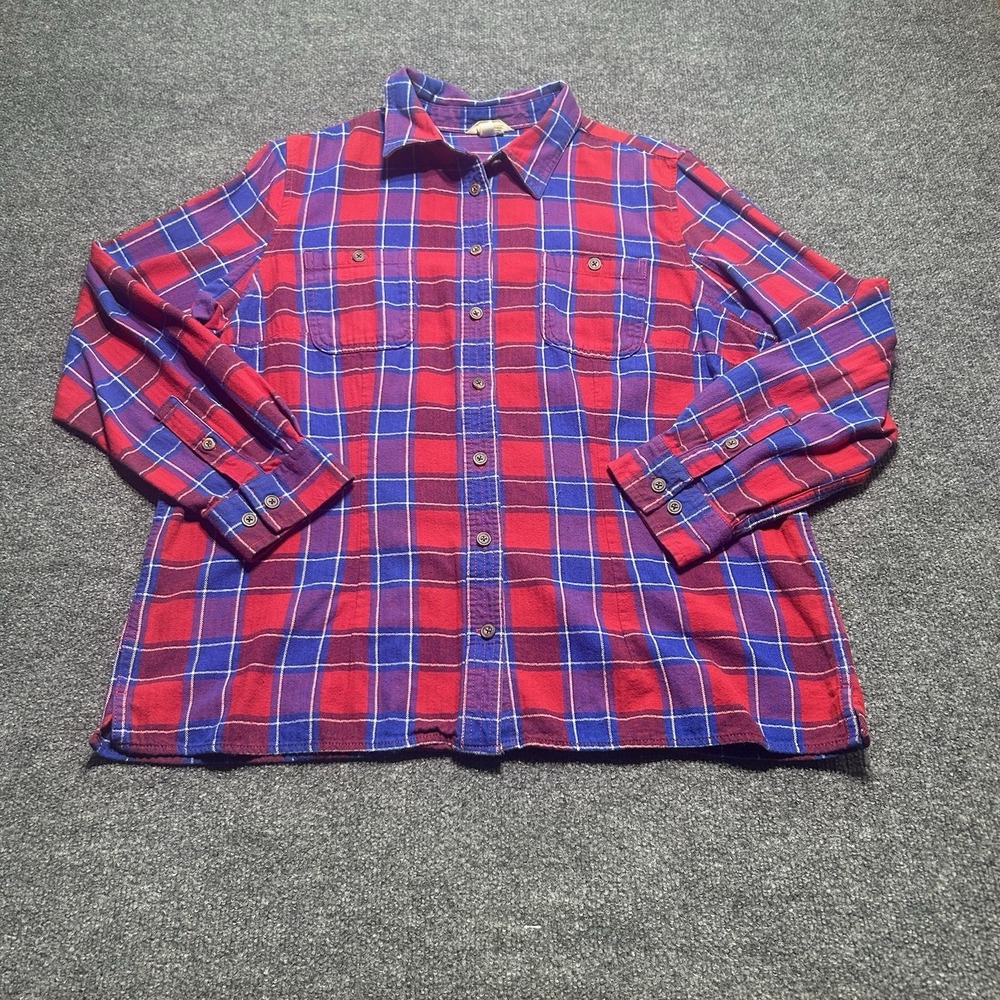Duluth Trading Button Up Shirt Womens XL Multicolor Long Sleeve Flannel Plaid - Picture 2 of 7